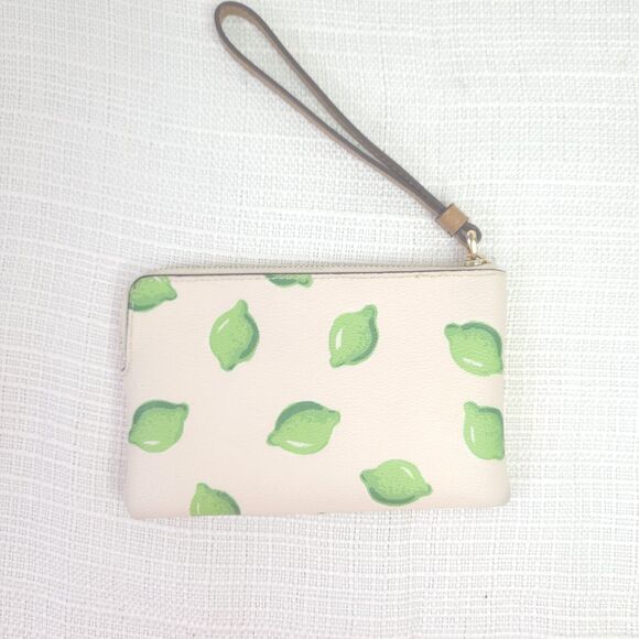 Coach Corner Zip Wristlet With Lime Print - Picture 3 of 6